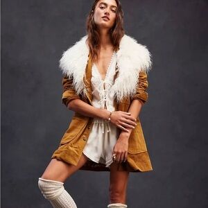 NWT  free people Lady Lane Faux Fur Collar Jacket
